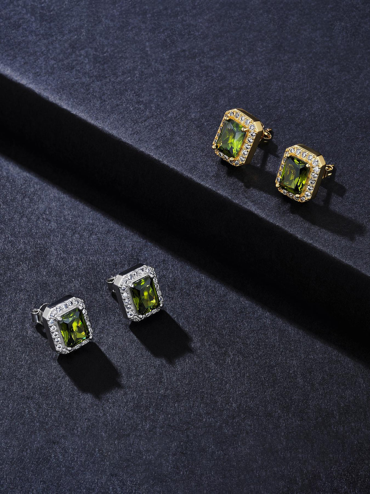 Green CZ Street Stud Earrings