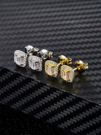 Iced Square Arch CZ Earring