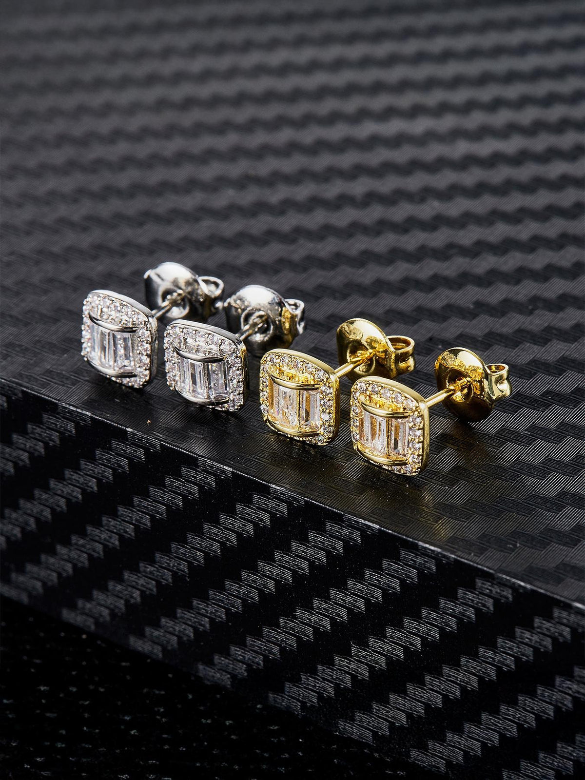 Iced Square Arch CZ Earring