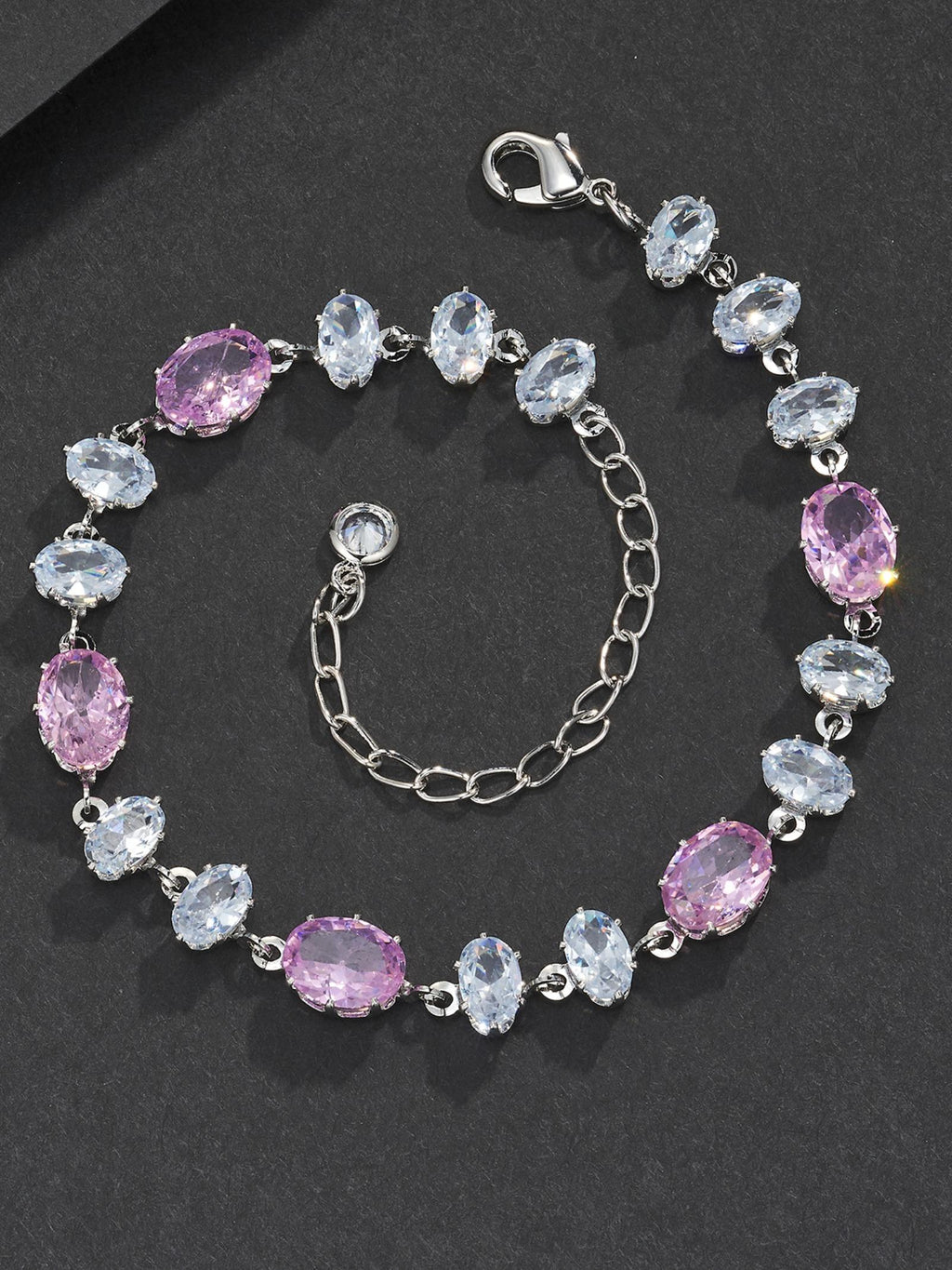 Pink Oval Gemstone Bracelet