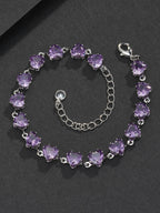 6mm Purple Heart CZ Statement Bracelet