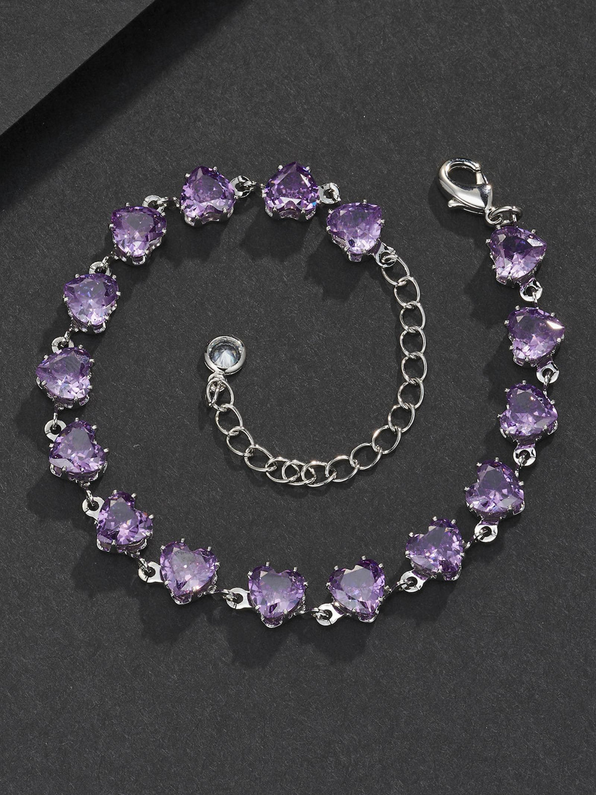 6mm Purple Heart CZ Statement Bracelet