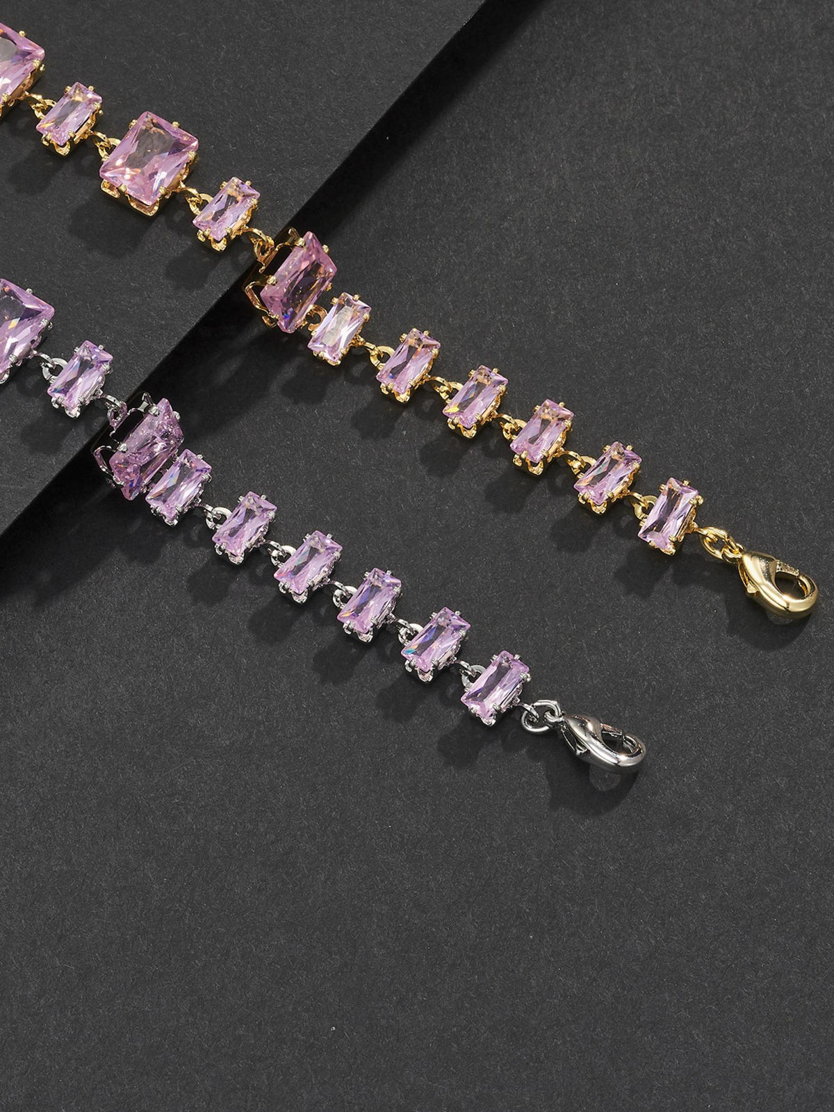 Pink Square Gemstone Bracelet