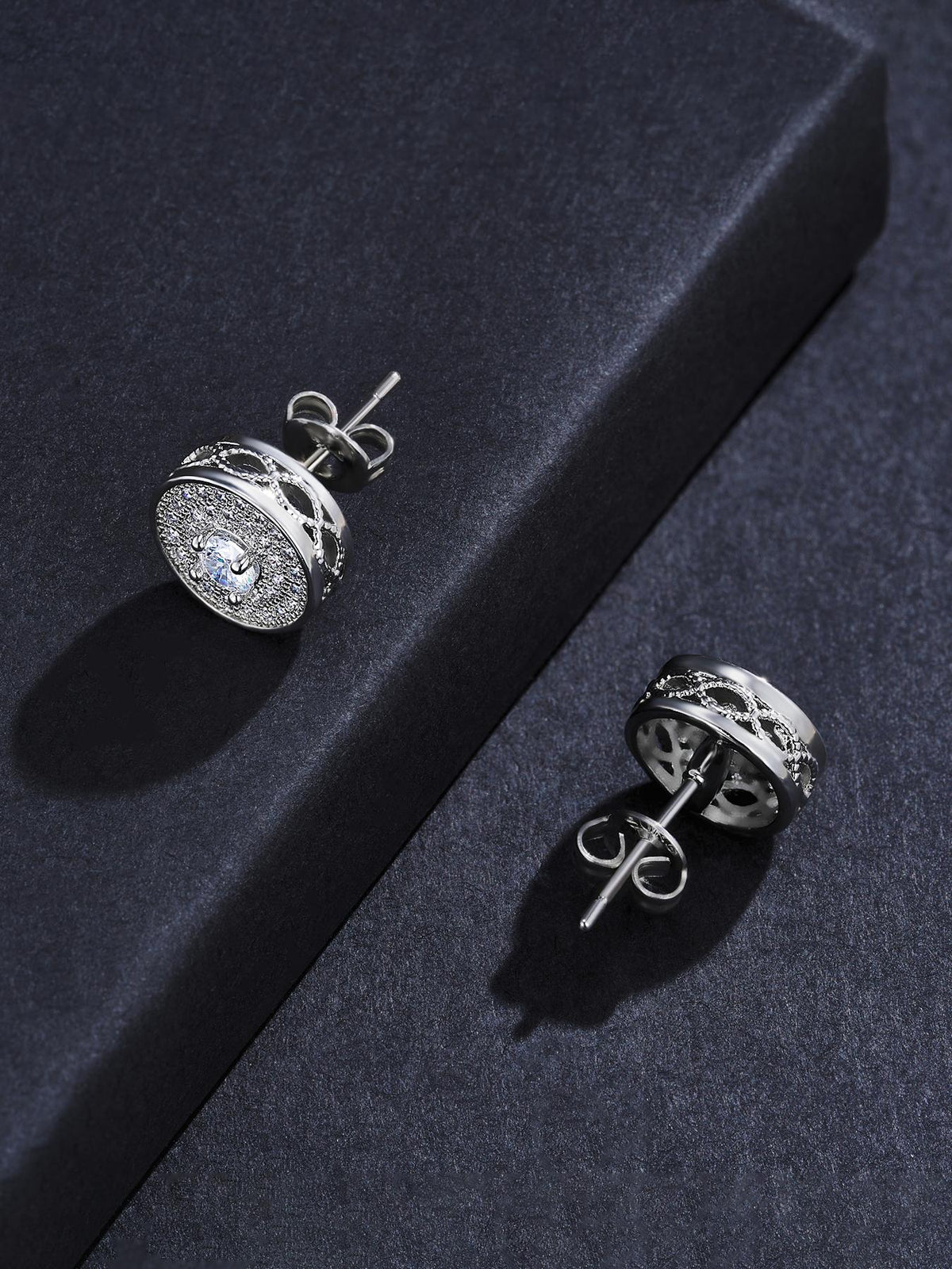 Round CZ Street Stud Earrings