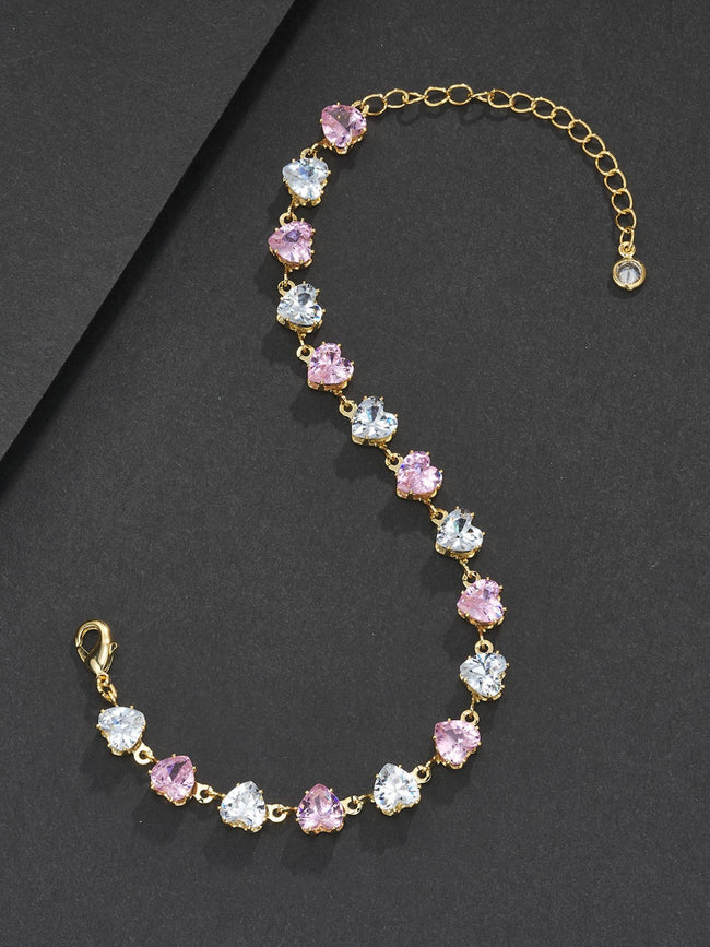 Pink Heart CZ Statement Bracelet Main Image