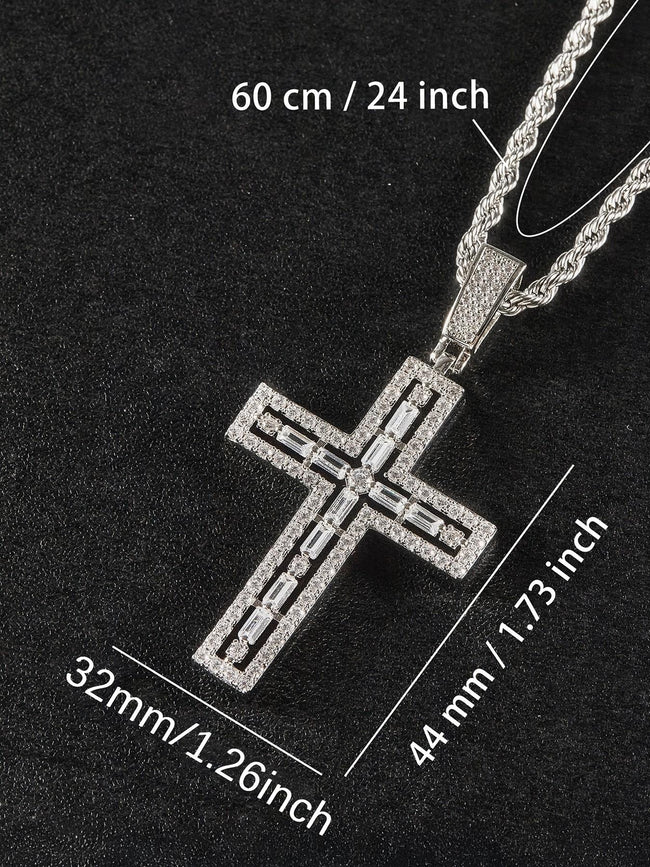 Openwork Iced Cross Pendant Main Image