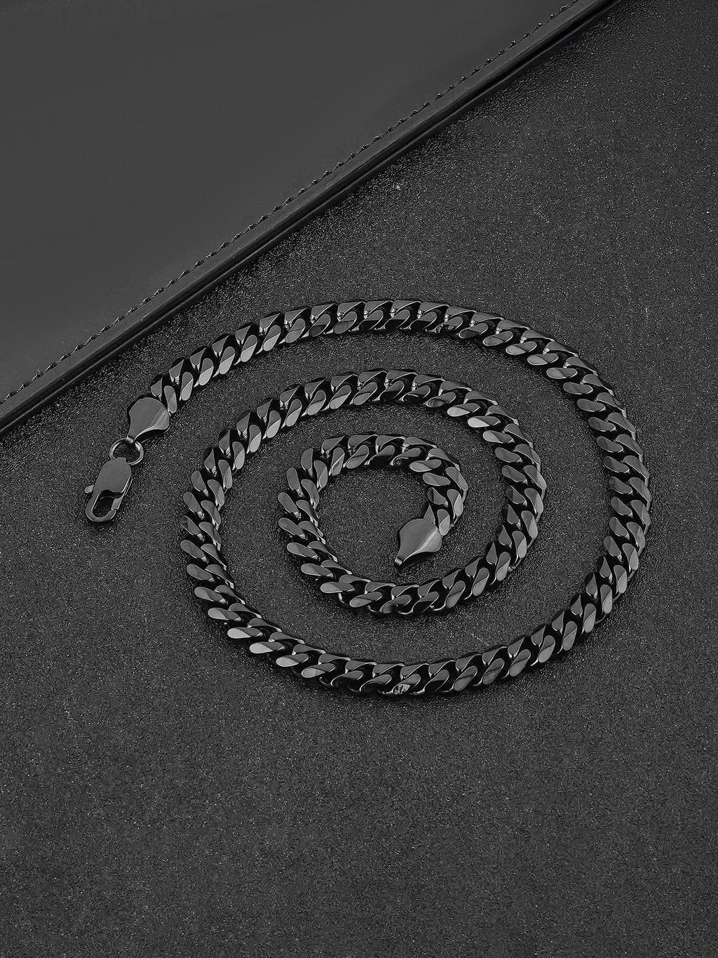 8MM Black Stainless Steel Cuban Link Necklace