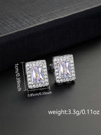 Iced Square CZ Stud Earrings