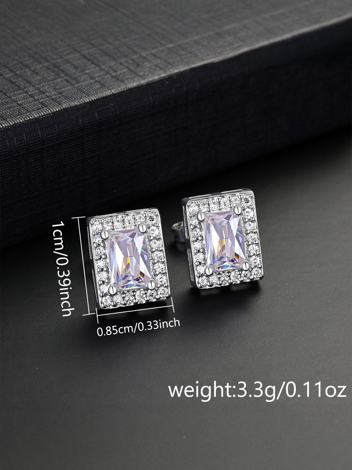 Iced Square CZ Stud Earrings