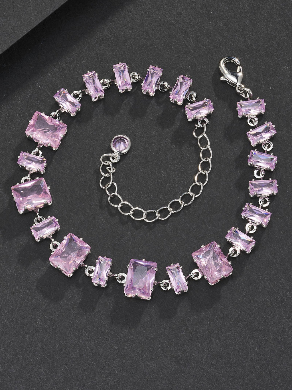 Pink Square Gemstone Bracelet