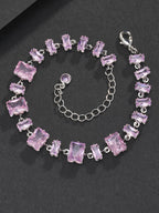 Pink Square Gemstone Bracelet