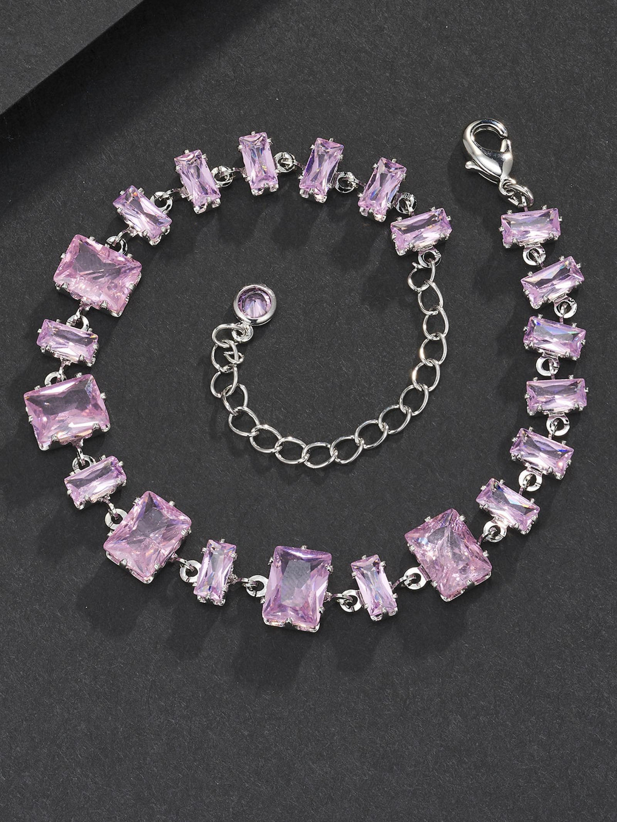 Pink Square Gemstone Bracelet