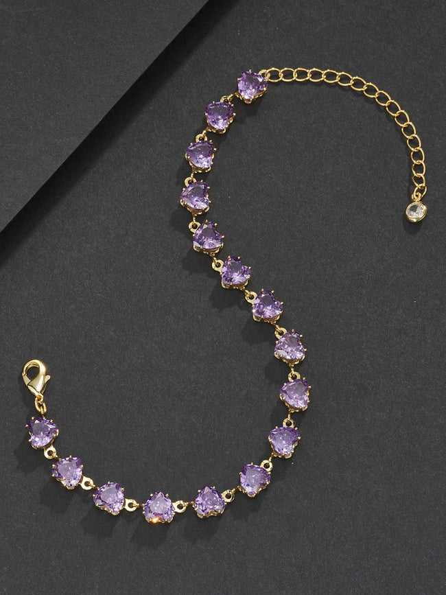 6mm Purple Heart CZ Statement Bracelet Main Image