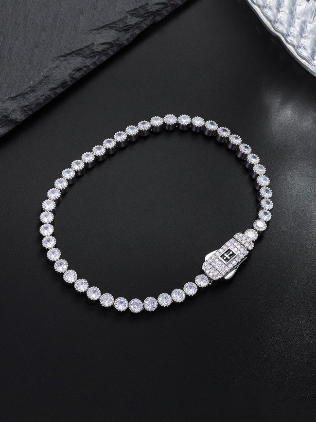 3mm Halo Cross Tennis Bracelet Hover Image