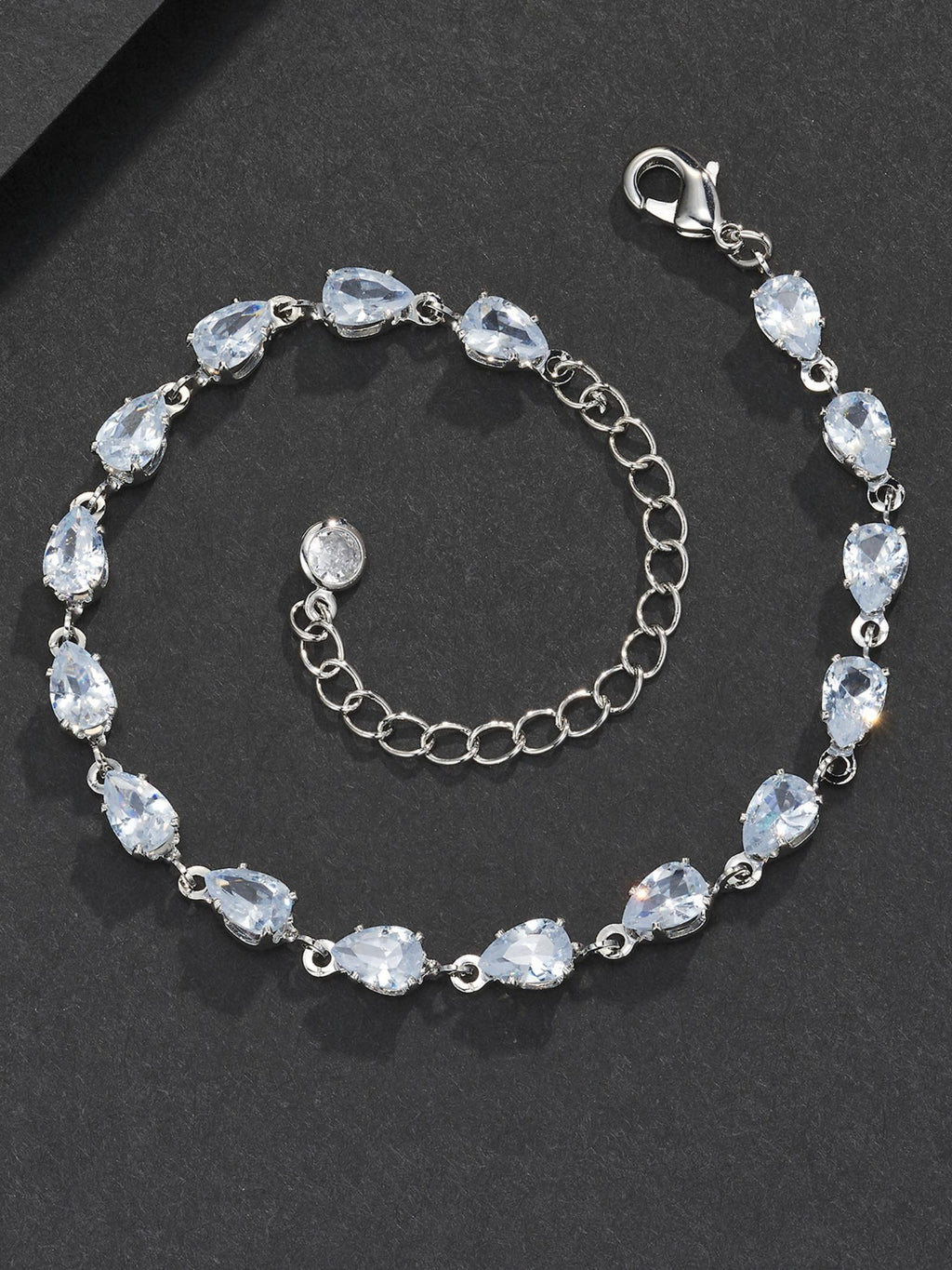 Adjustable 4mm Pear CZ Bracelet