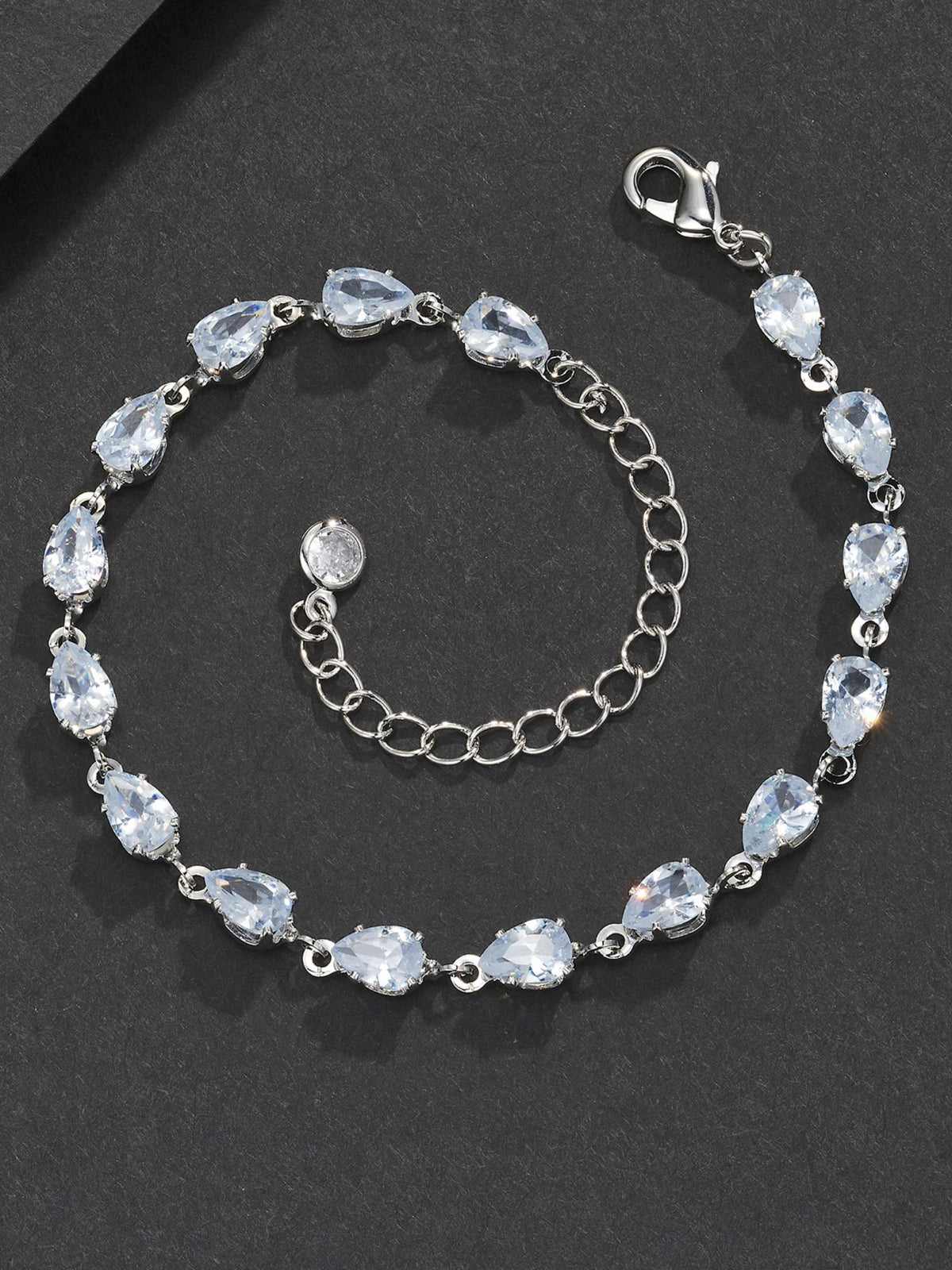 Adjustable 4mm Pear CZ Bracelet
