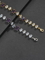Purple Square-Cut Hip-Hop Bracelet