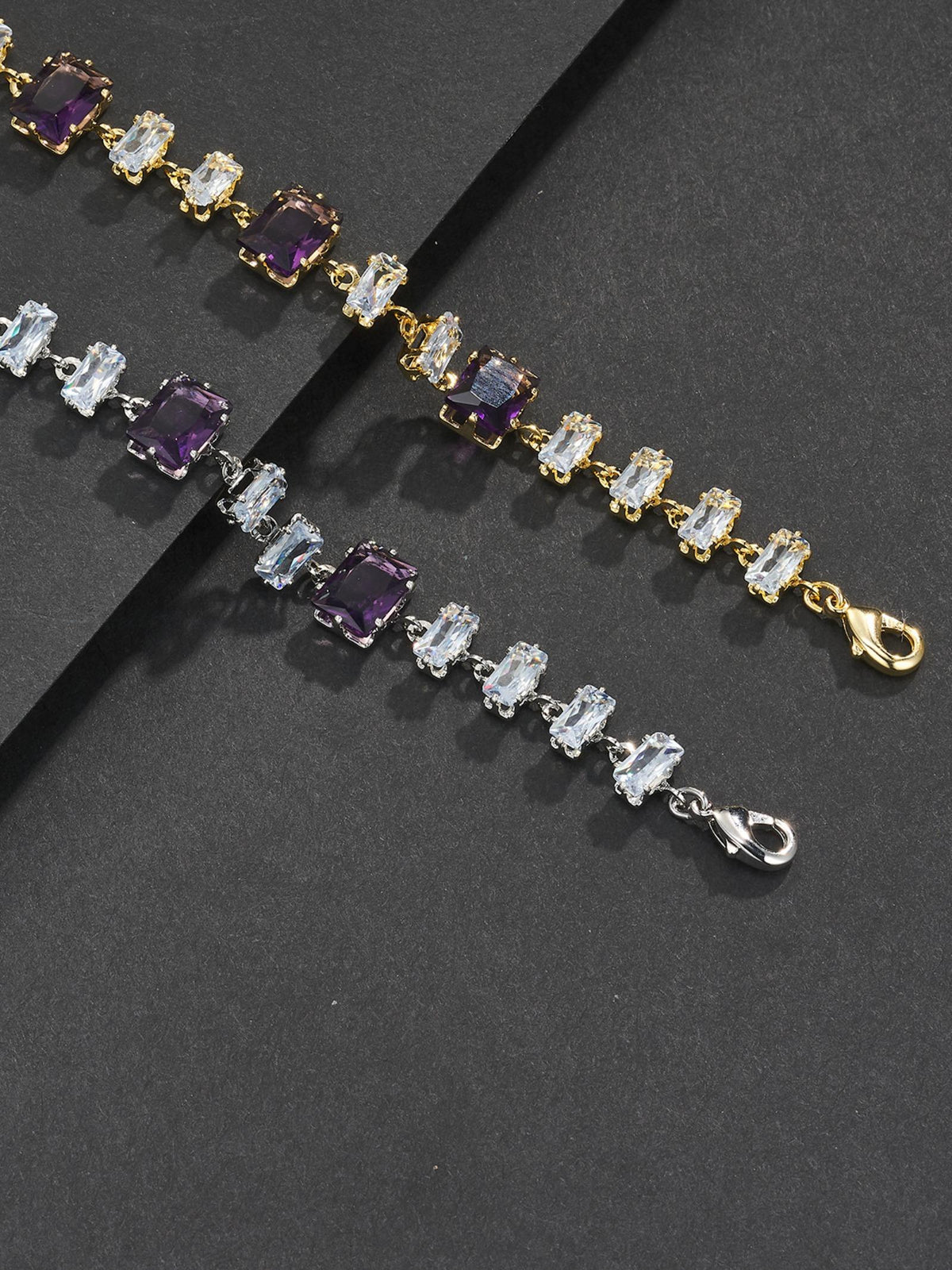 Purple Square-Cut Hip-Hop Bracelet