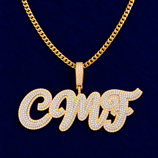 Custom Iced Out Connected Script Name Pendant Hover Image