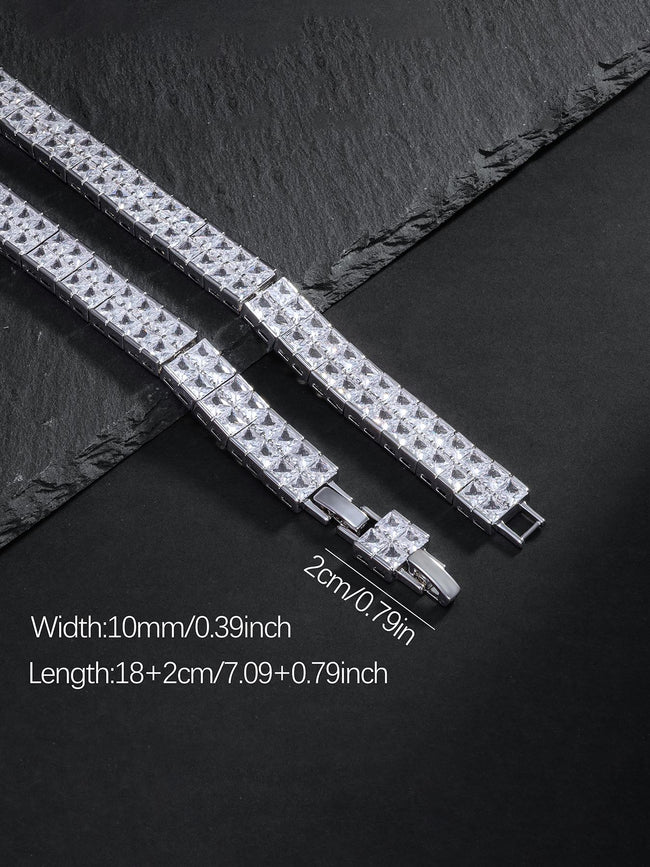 Double Row Cube CZ Bracelet Main Image