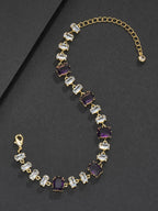 Purple Square-Cut Hip-Hop Bracelet