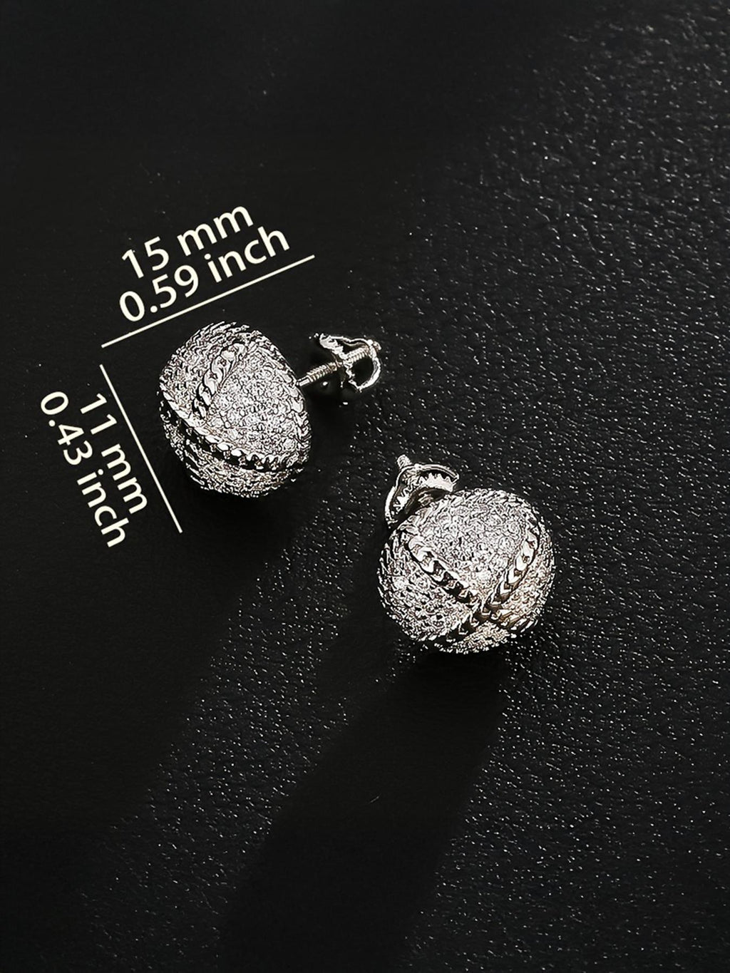 Iced Half-Halo Cross Stud Earrings