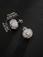 Iced Half-Halo Cross Stud Earrings