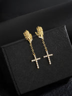 Skeleton Hand Cross Earrings