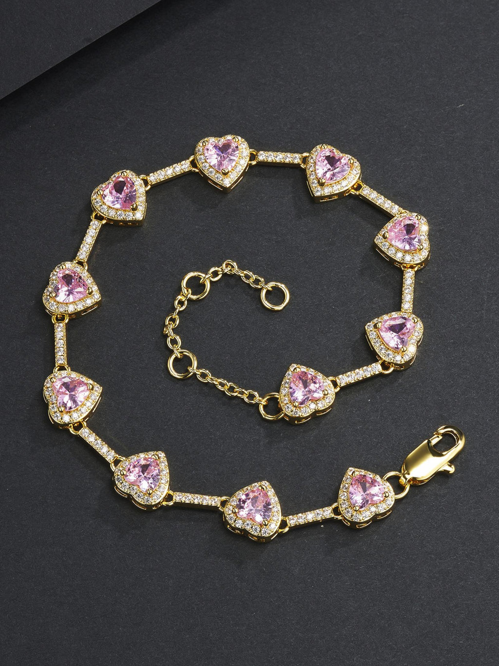 Pink Heart Charm Anklet Bracelet