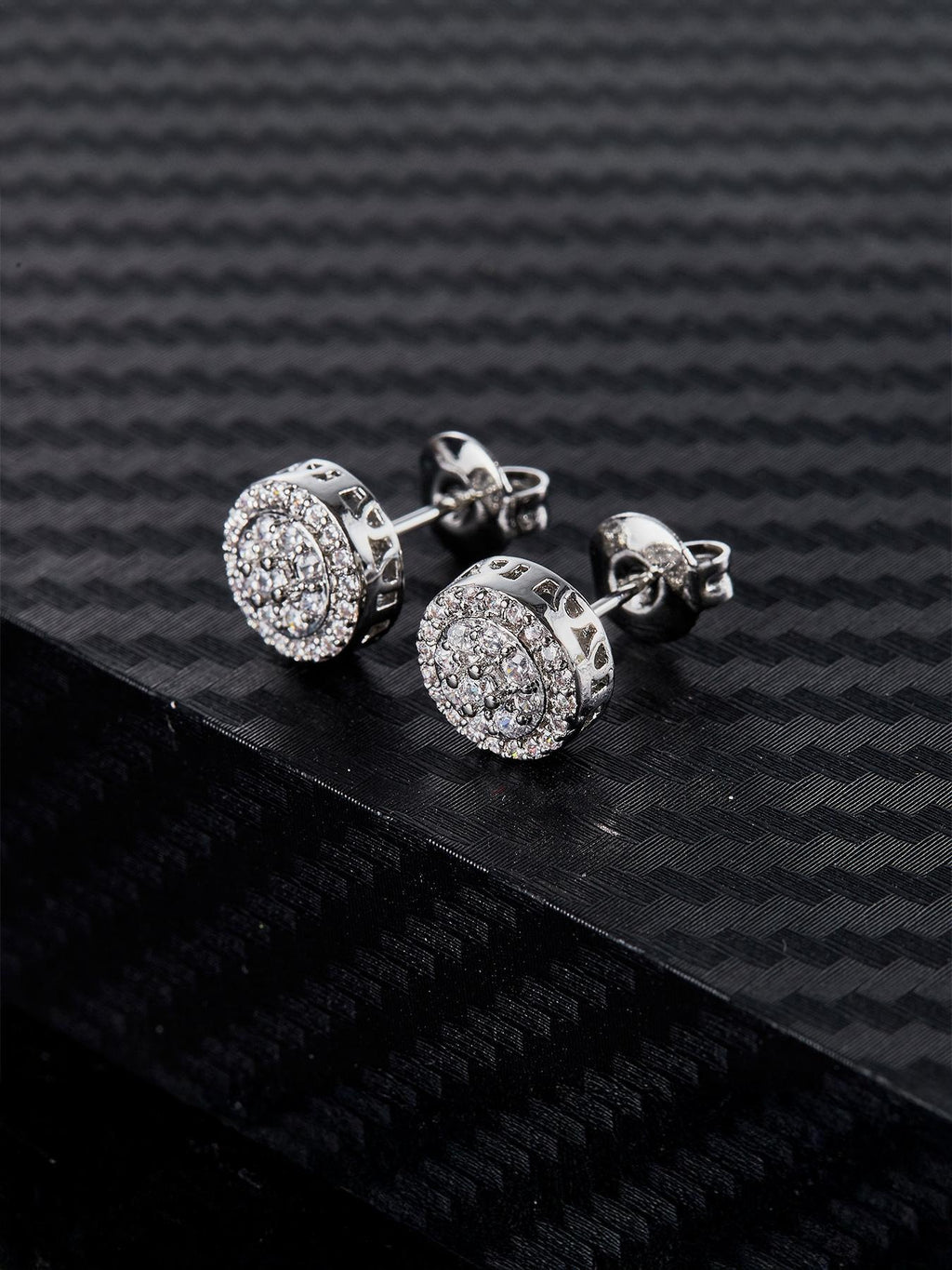 Round Iced CZ Earring Set
