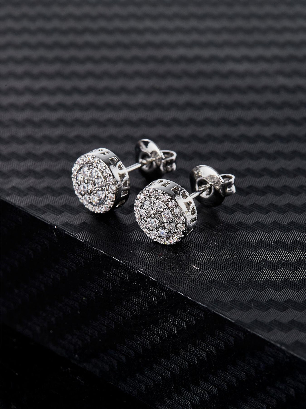 Round Iced CZ Earring Set