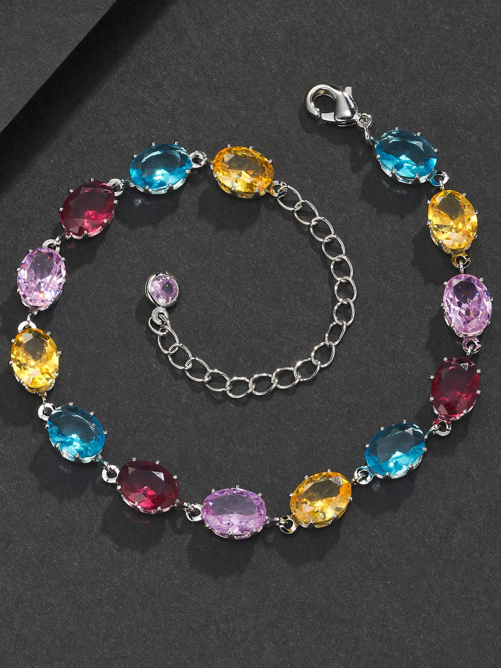 7mm Multicolor Oval Gemstone Bracelet
