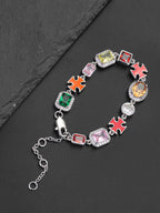 Enamel Cross Color CZ Statement Bracelet