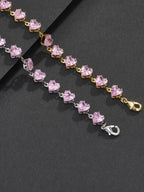 6mm Adjustable Pink Heart CZ  Bracelet