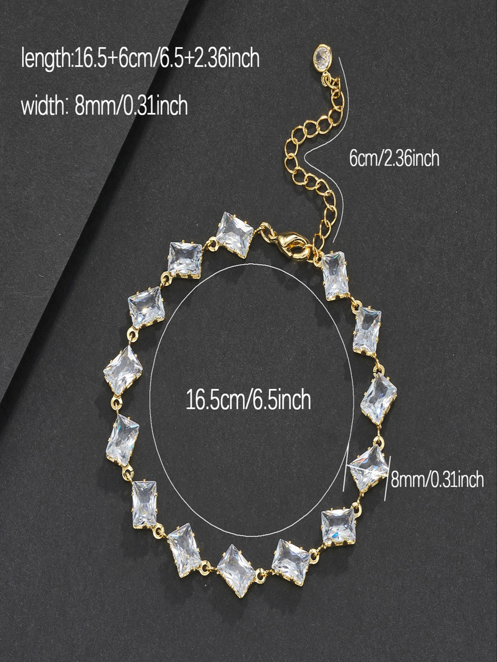 8mm Rhomboid CZ Bracelet