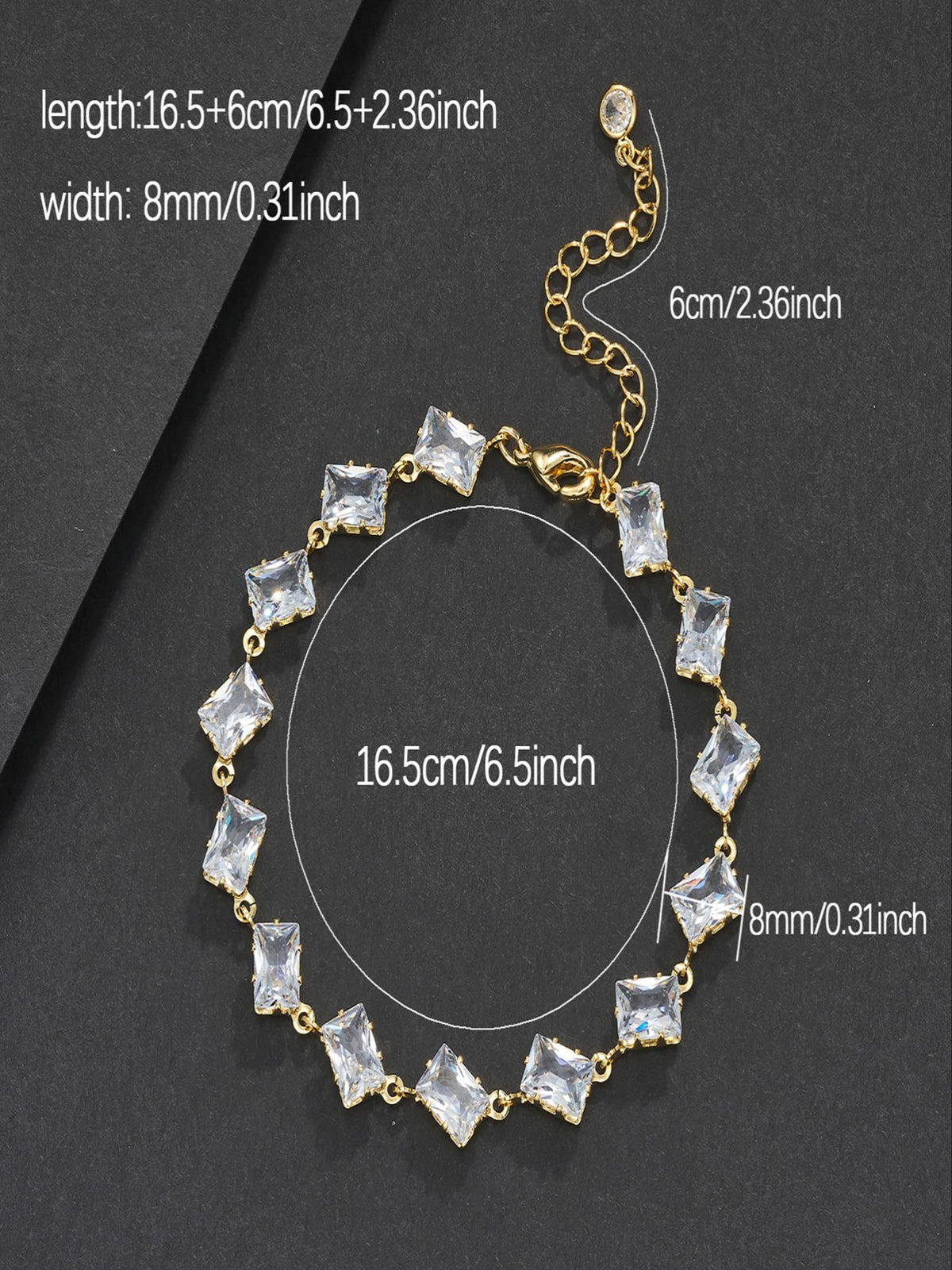 8mm Rhomboid CZ Bracelet