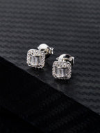 Iced Square Arch CZ Earring