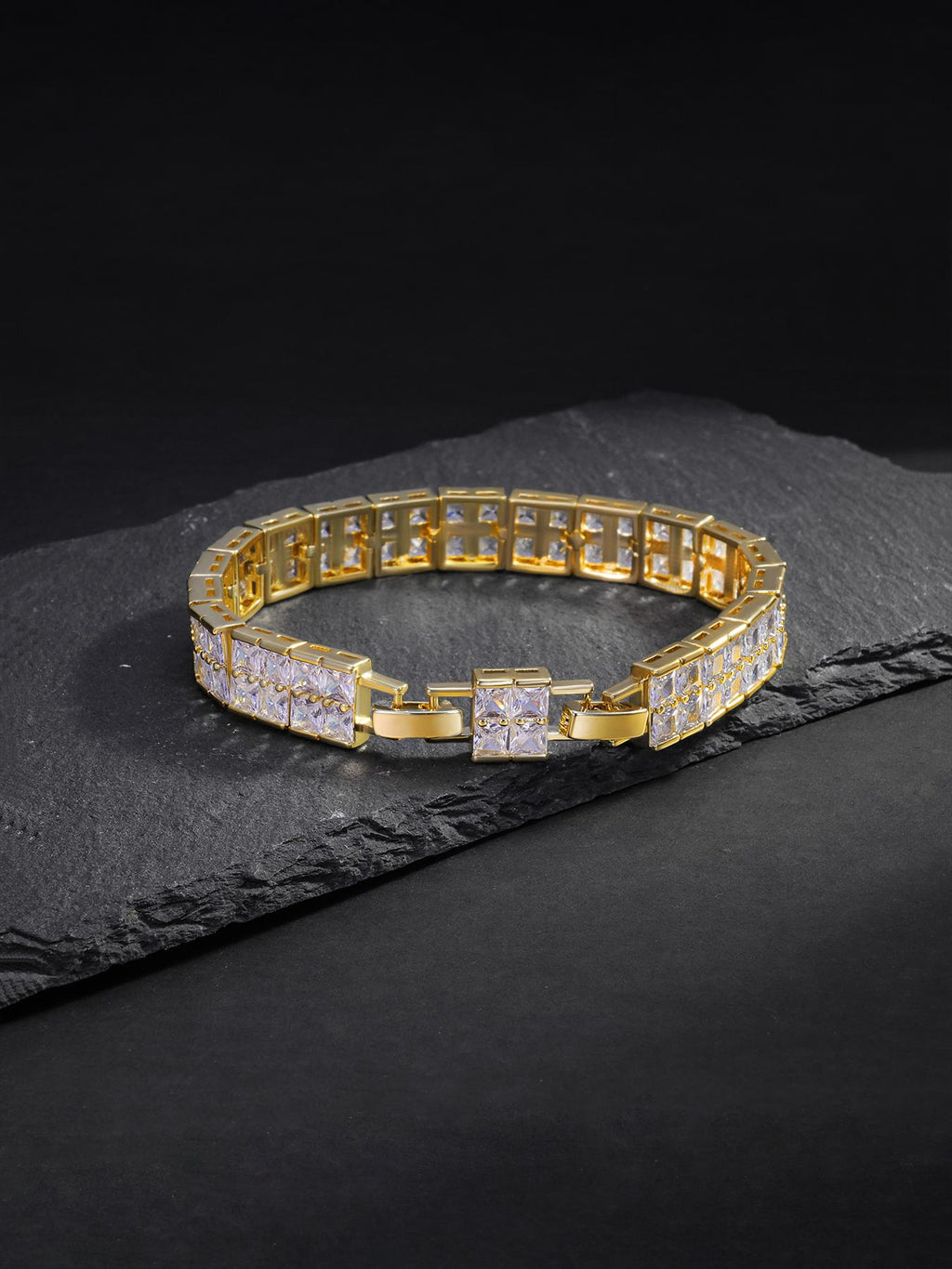 Double Row Cube CZ Bracelet