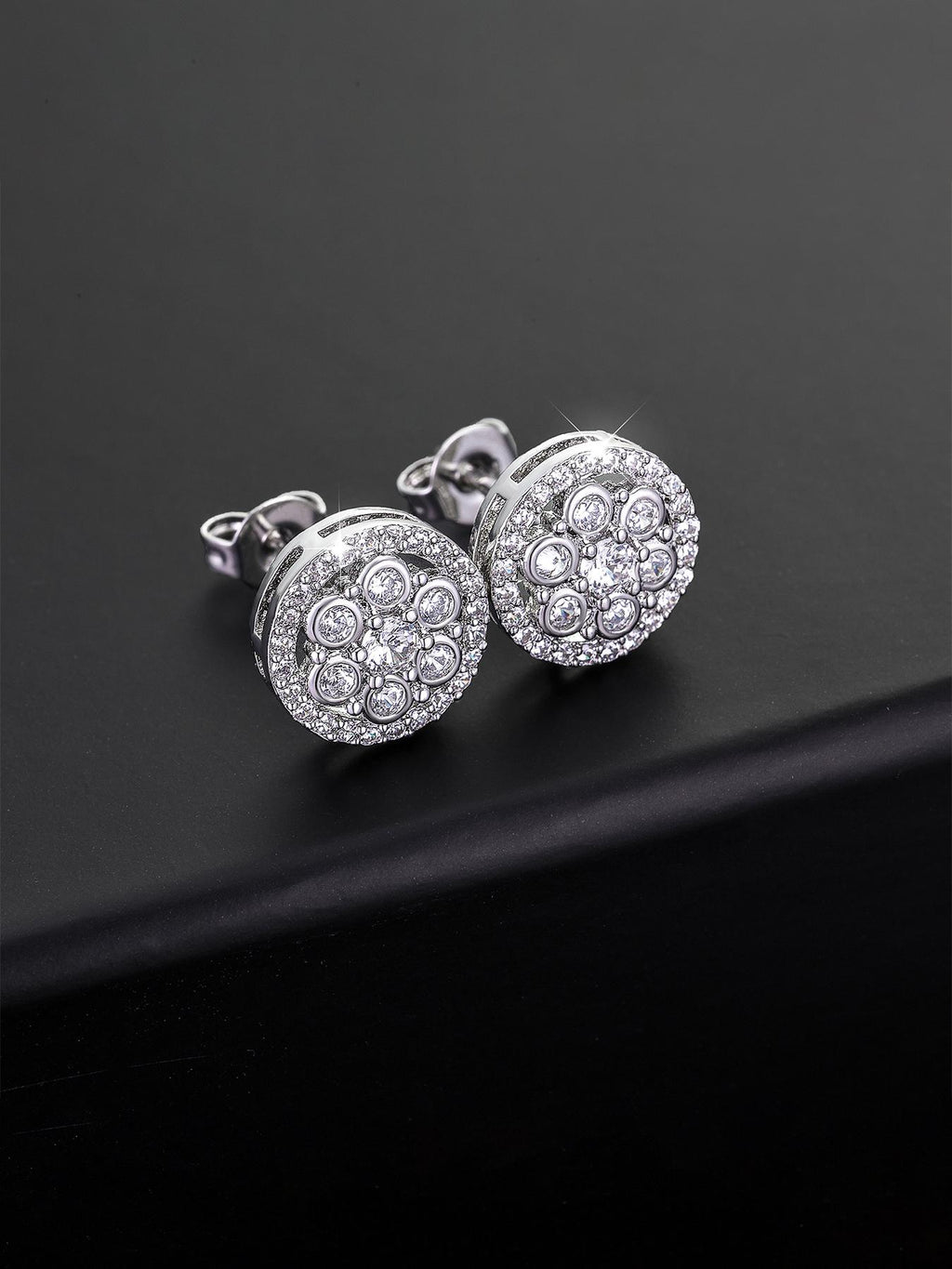 Square Iced Stud Earrings