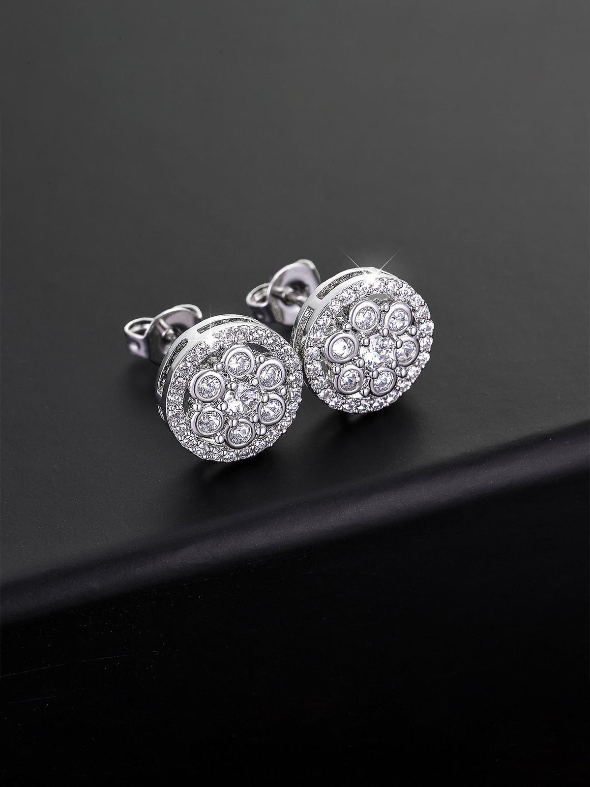 Square Iced Stud Earrings