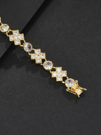 Large CZ Floral Cross Tennis Bracelet