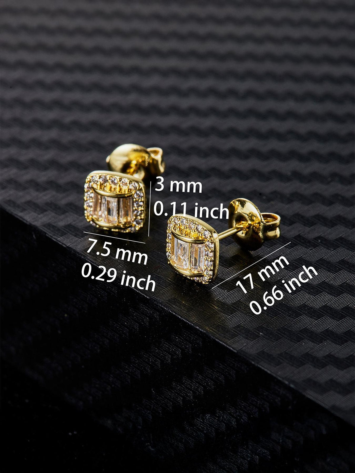 Iced Square Arch CZ Earring