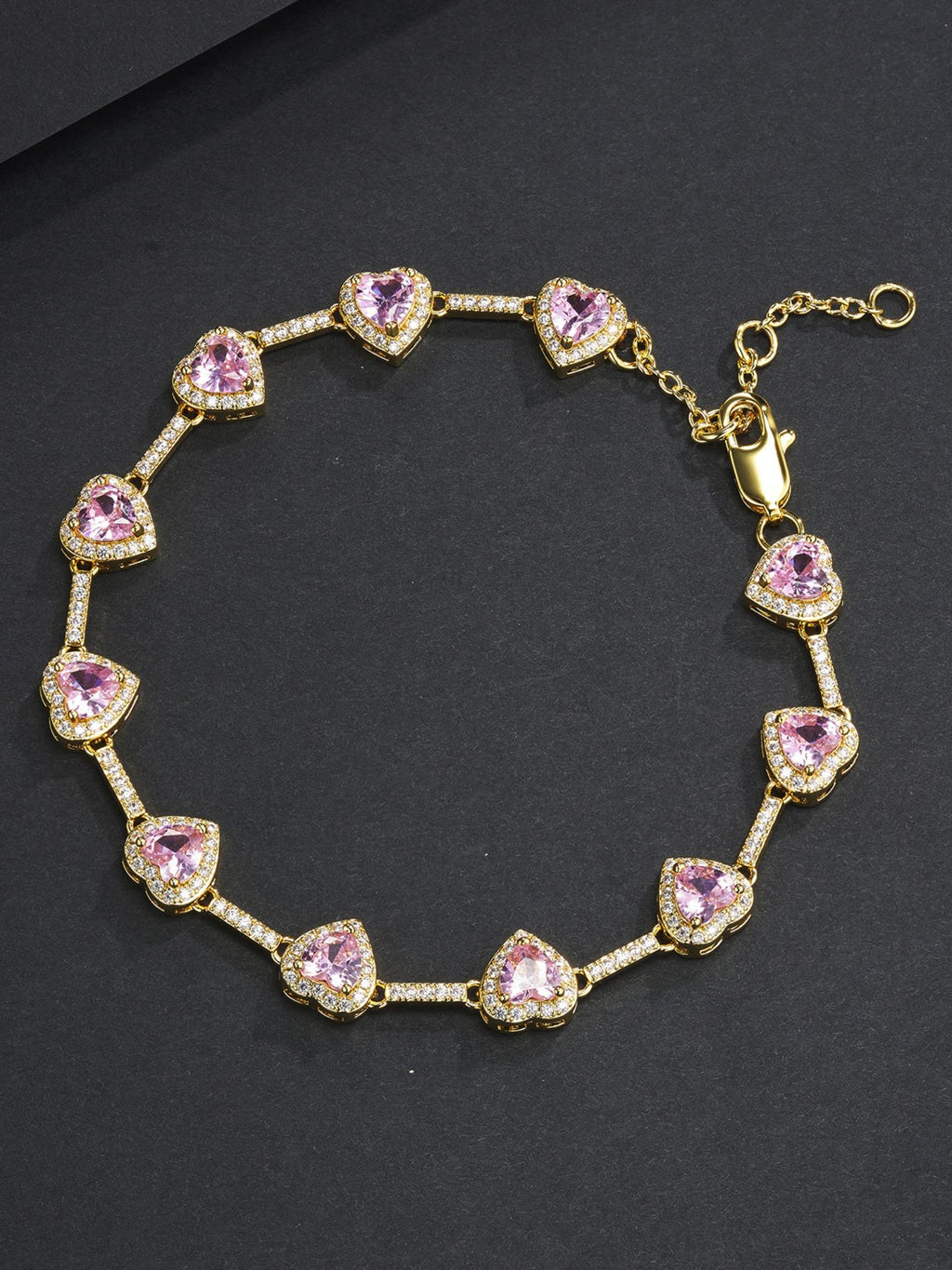 Pink Heart Charm Anklet Bracelet