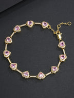 Pink Heart Charm Anklet Bracelet