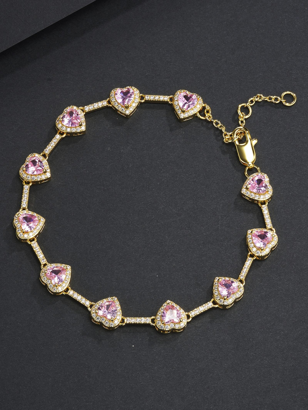 Pink Heart Charm Anklet Bracelet