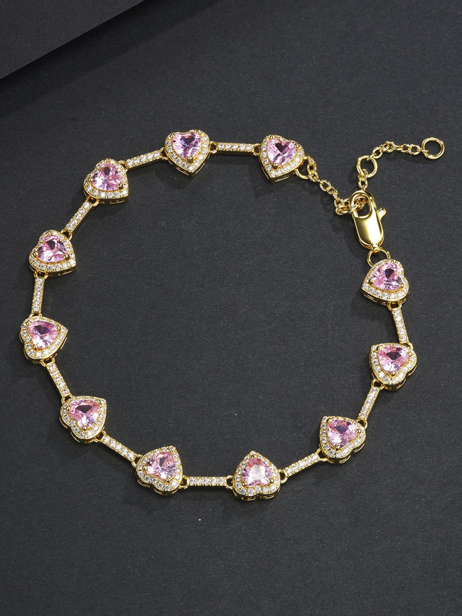 Pink Heart Charm Anklet Bracelet Main Image