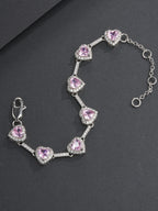 10mm Pink Heart CZ Statement Bracelet