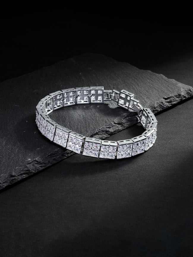 Double Row Cube CZ Bracelet Hover Image