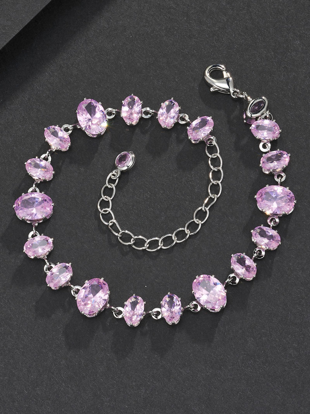 Pink Oval Gemstone Bracelet