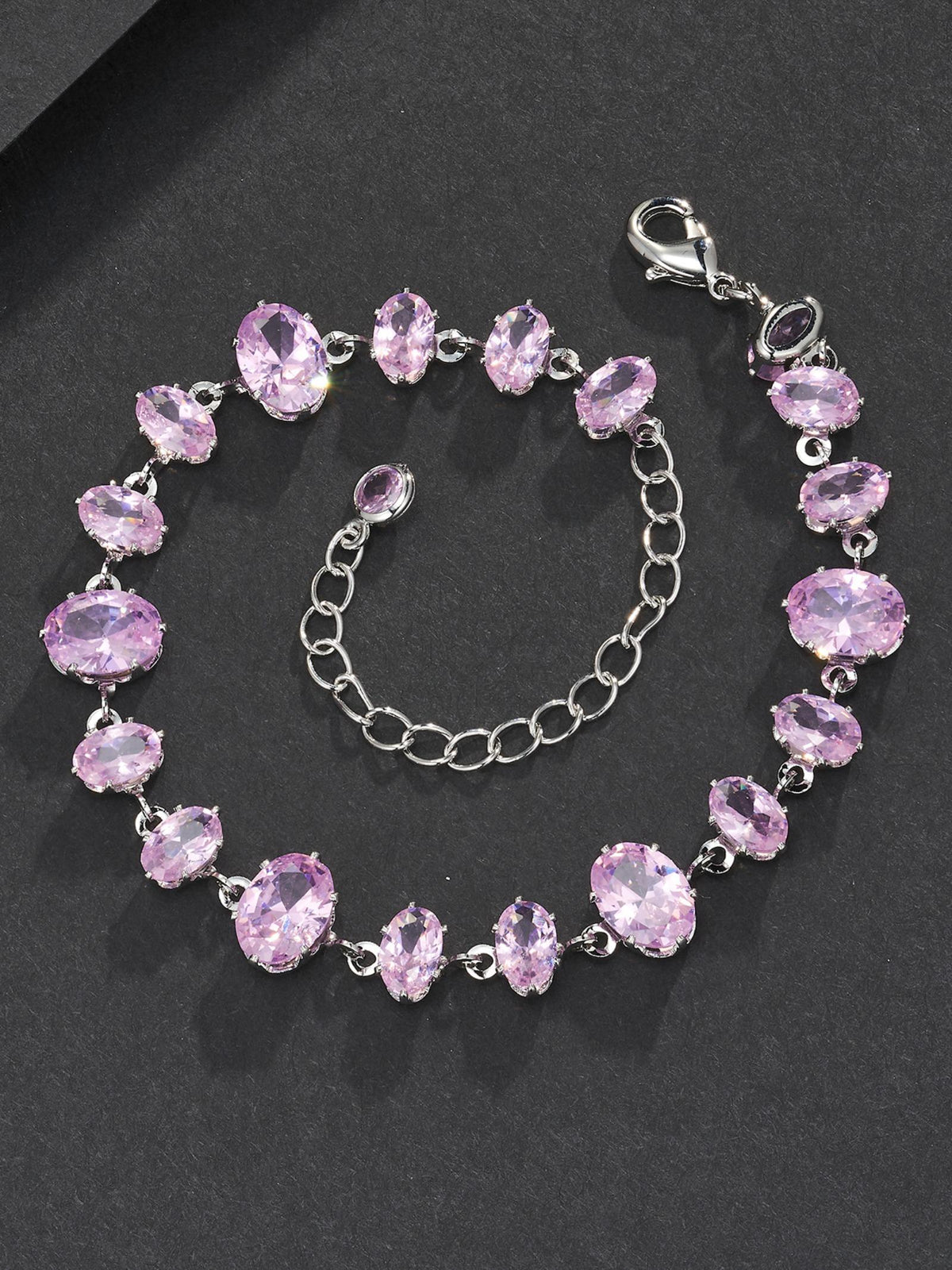 Pink Oval Gemstone Bracelet
